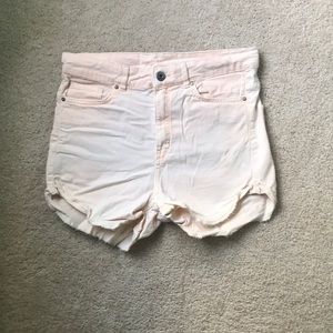 H&M coral denim shorts